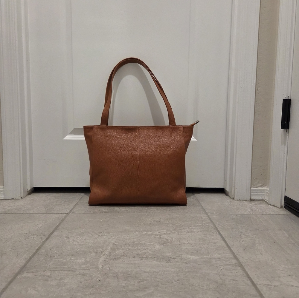 Genuine Leather Tote Bag with Laptop Compartment - Picture 8 of 15